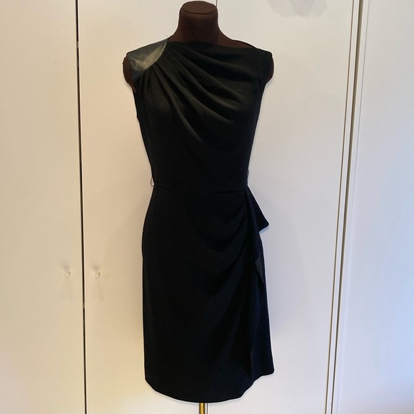 Teri Jon by Rickie Freeman Elegant Black Draped Dress 4